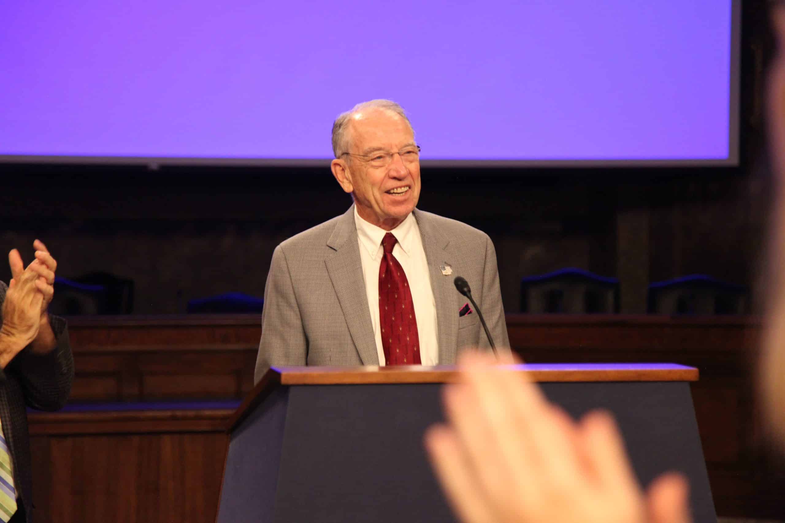 grassley-at-podium Grassley