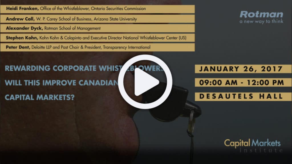 Rewarding Corporate Whistleblowers - University of Toronto Lecture by Stephen Kohn