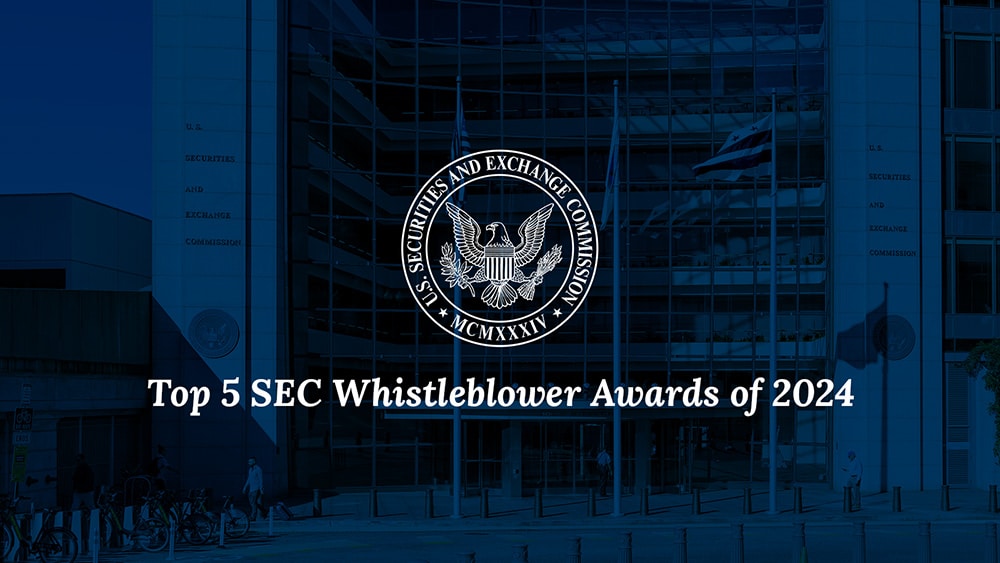 Top 5 SEC Whistleblower Awards of 2024 - Image of SEC Building and Graphic