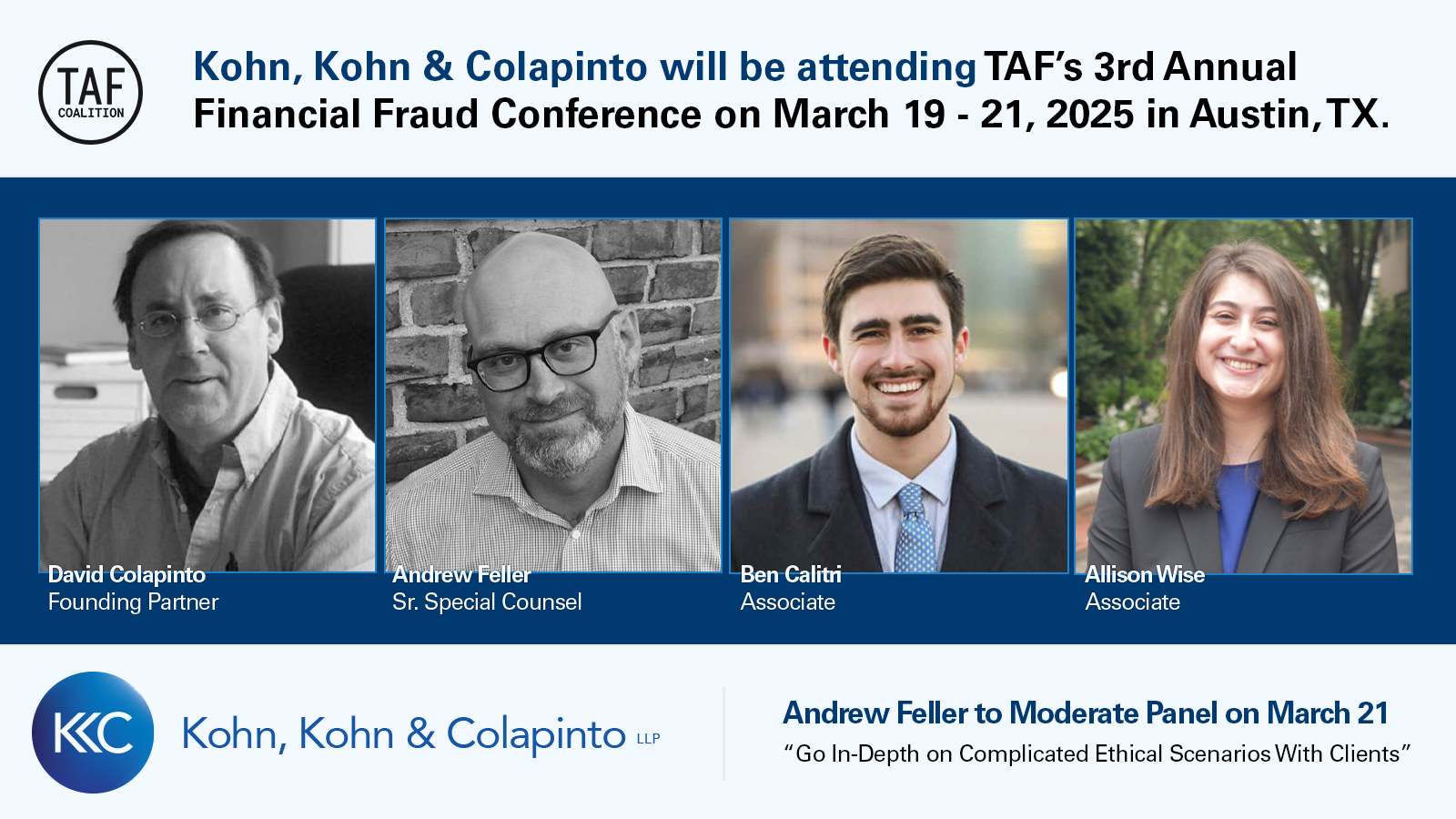 Kkc Attorneys Attending Taf Financial Fraud Conference